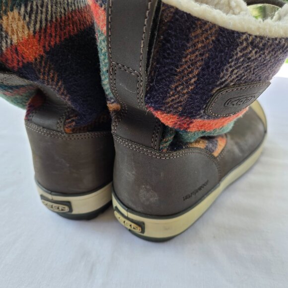 KEEN Elsa Boots Waterproof 1017957 Womens size 6.5 Plaid Flannel Faux Fur Winter - Picture 6 of 9